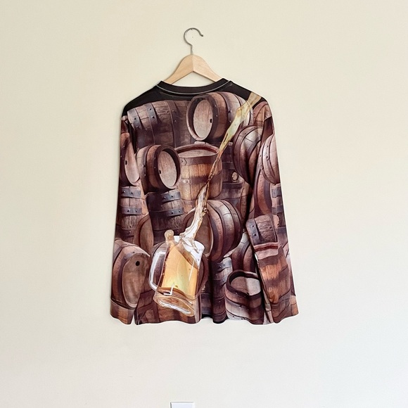 Get A Life Beer Keg Long Sleeve Brown Graphic T Shirt Men’s size Large - Picture 3 of 4